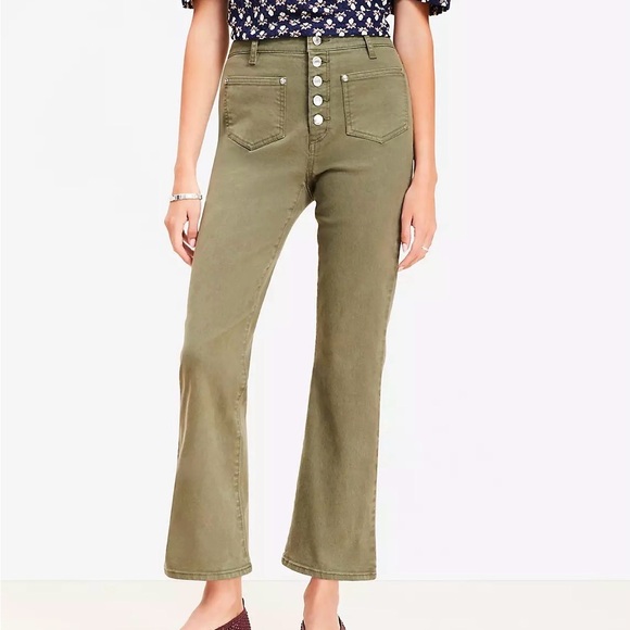 Loft High Rise Kick Crop Jeans in Olive - Picture 5 of 5